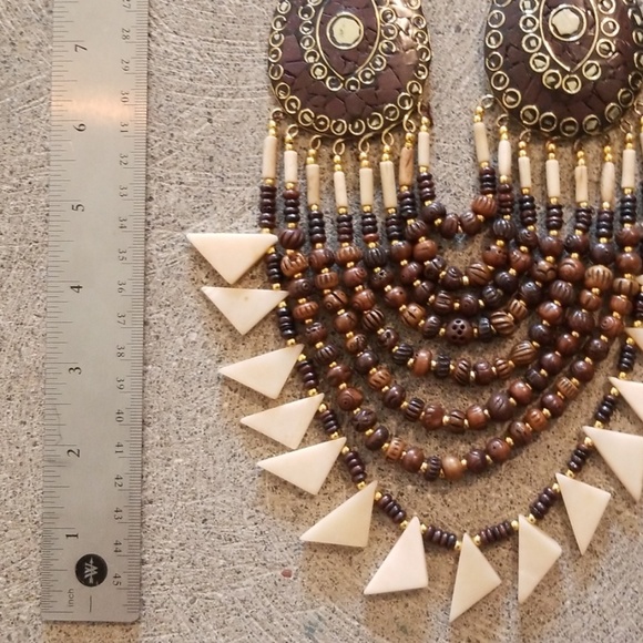 Bone wood beads summer boho necklace - Picture 7 of 10